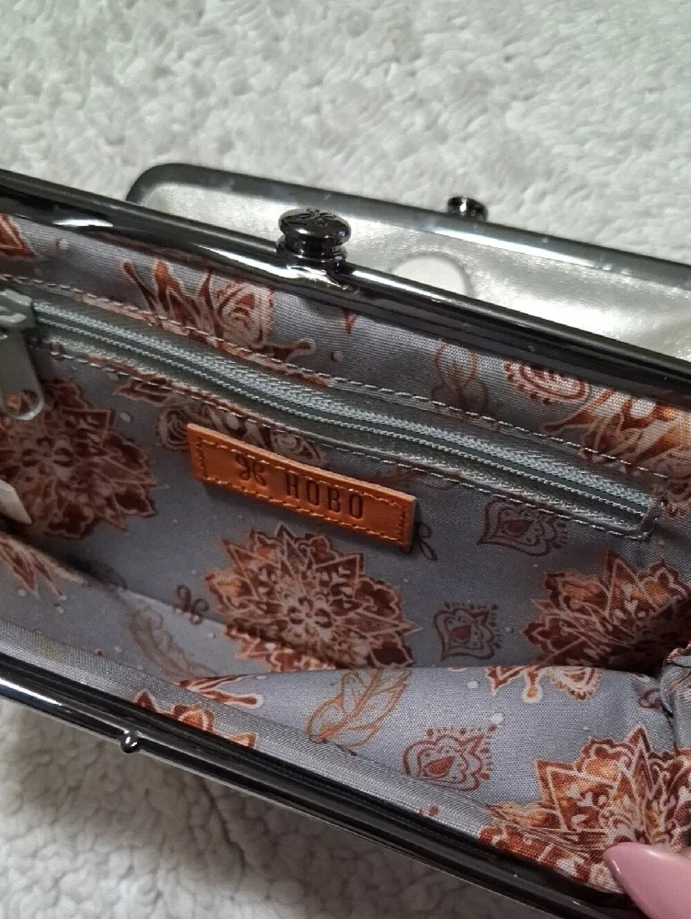 HOBO Silver Metallic Frame Clutch